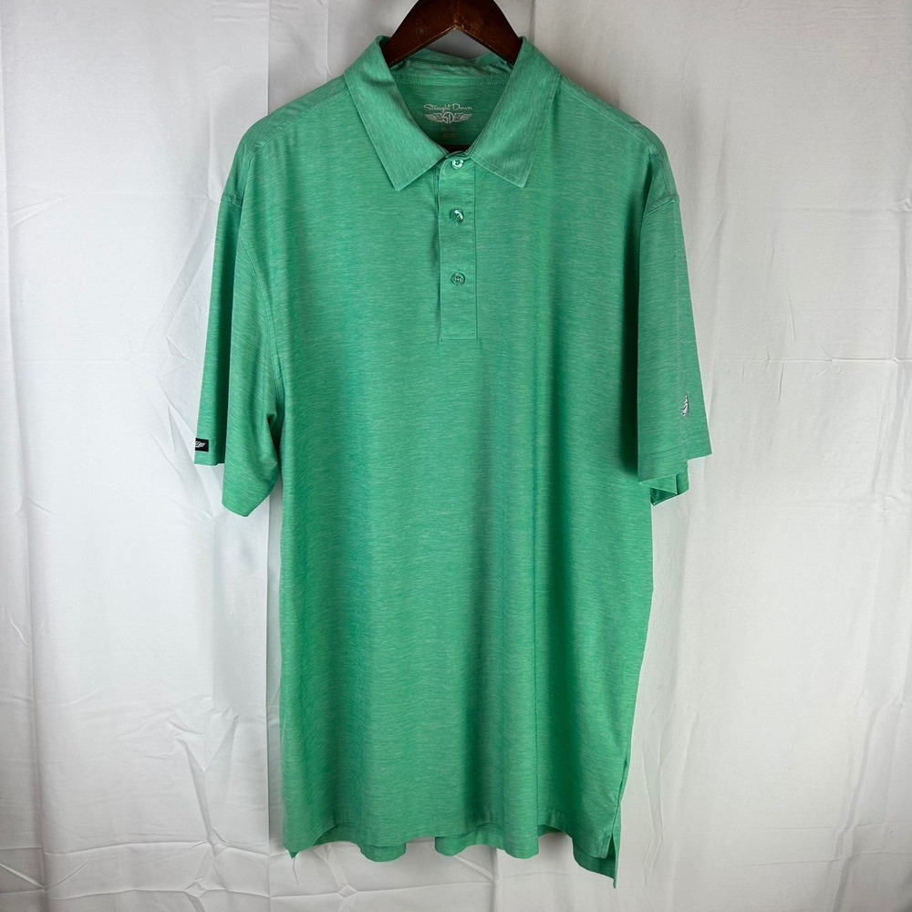Straight‎ Down Polo Shirt Mens XL Green Heathered Performance Golf Cedar Ridge